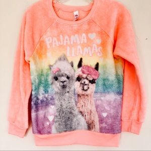 Justice Pajama Llamas Fleece Shirt
